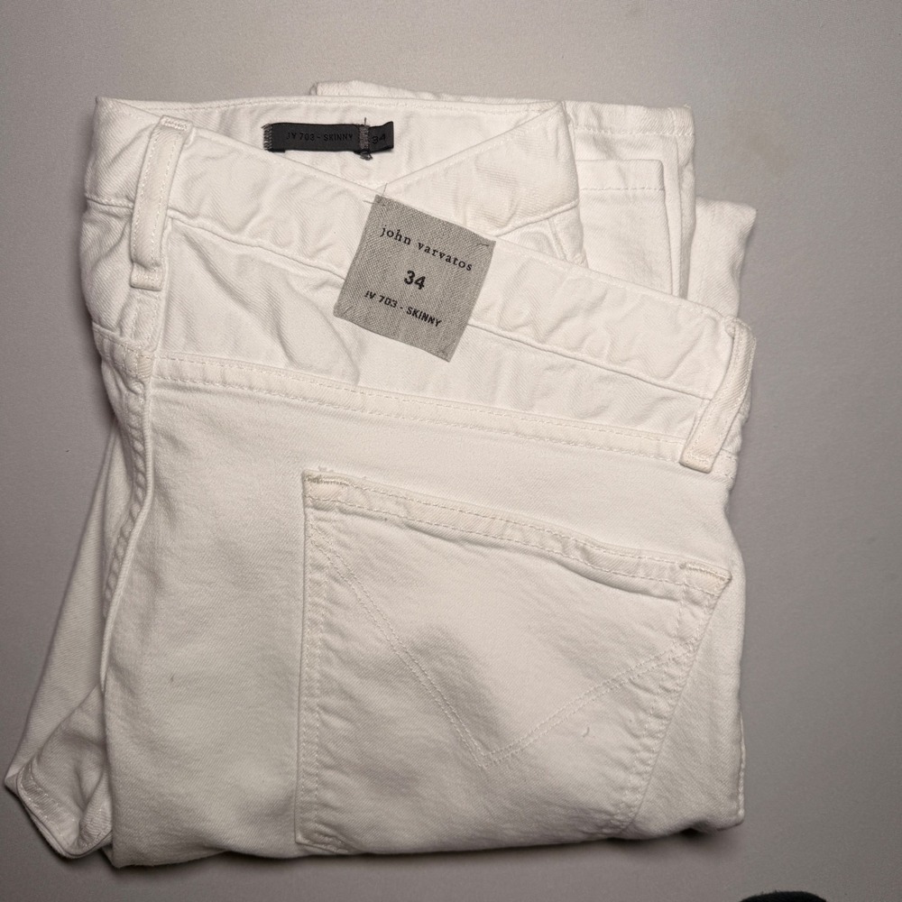 John Varvatos Jeans Mens 34 White JV 703 Skinny Cotton Stretch Denim Rocker NWOT